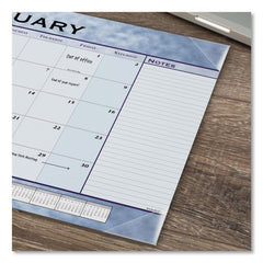 AT-A-GLANCE 12-Month: Jan 2026 to Dec 2026 22 in. x 17 in. Slate Blue Desk Pad - Blue Sheets, Clear Corners