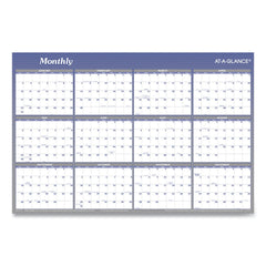 AT-A-GLANCE 12-Month: Jan 2026 to Dec 2026 24 in. x 36 in. Vertical/Horizontal Erasable Quarterly/Monthly Wall Planner - White/Blue Sheets