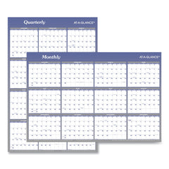 AT-A-GLANCE 12-Month: Jan 2026 to Dec 2026 24 in. x 36 in. Vertical/Horizontal Erasable Quarterly/Monthly Wall Planner - White/Blue Sheets