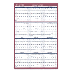 AT-A-GLANCE 12 Month: Jan 2026 to Dec 2026 24 in. x 36 in. Vertical/Horizontal Wall Calendar - White/Blue/Red Sheets