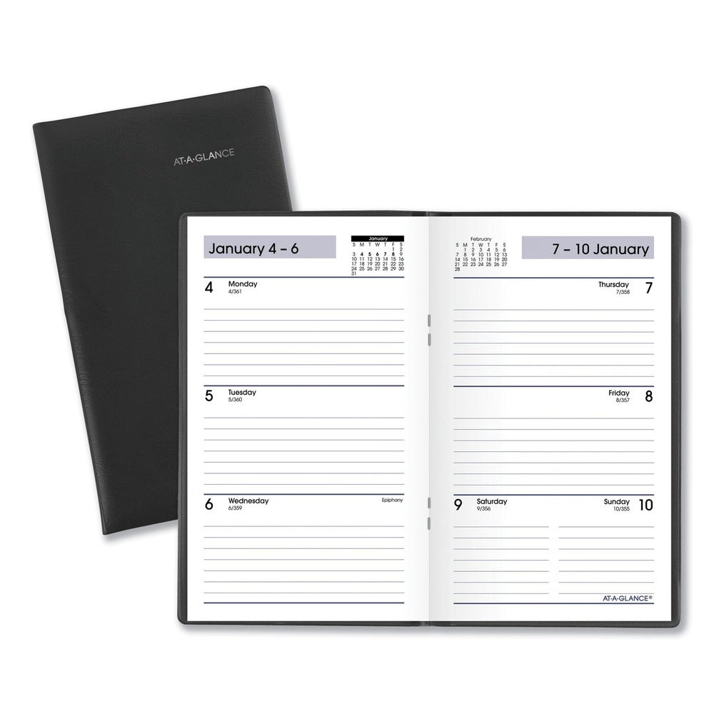 AT-A-GLANCE 12 Month: Jan 2026 to Dec 2026 6 in. x 3.5 in. DayMinder Weekly Pocket Planner - Black Cover