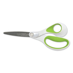 Westcott 8 in. Long 3.25 in. Cut Length CarboTitanium Bonded Scissors - Straight White/Green Handle
