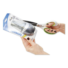 Westcott 8 in. Long 3.25 in. Cut Length CarboTitanium Bonded Scissors - Straight White/Green Handle