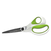 Westcott 8 in. Long 3.25 in. Cut Length CarboTitanium Bonded Scissors - Straight White/Green Handle