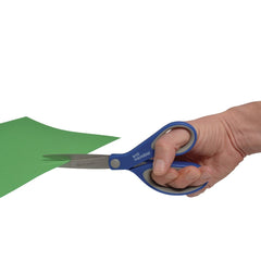 Westcott 8 in. Long 3.25 in. Cut Length Scissors with Antimicrobial Protection - Straight Blue/Gray Handle (2/Pack)