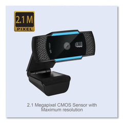 Adesso CyberTrack H5 2 Mpixels 1920 pixels x 1080 pixels 1080P HD USB AutoFocus Webcam with Microphone - Black