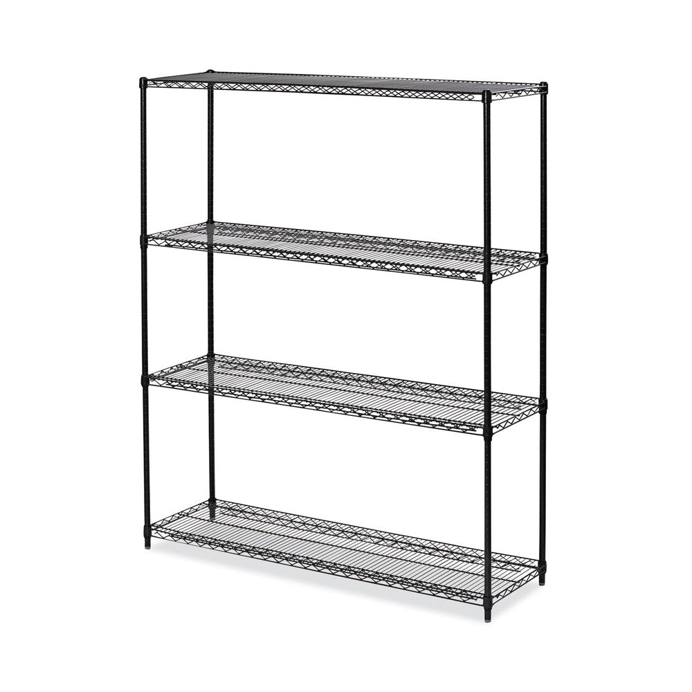 Alera 60 in. x 18 in. x 72 in. 4-Shelf All-Purpose Wire Shelving Starter Kit - Black Anthracite Plus