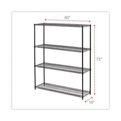 Alera 60 in. x 18 in. x 72 in. 4-Shelf All-Purpose Wire Shelving Starter Kit - Black Anthracite Plus