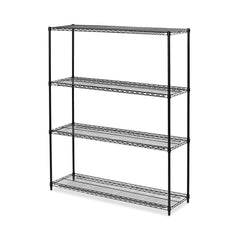 Alera 60 in. x 18 in. x 72 in. 4-Shelf All-Purpose Wire Shelving Starter Kit - Black Anthracite Plus