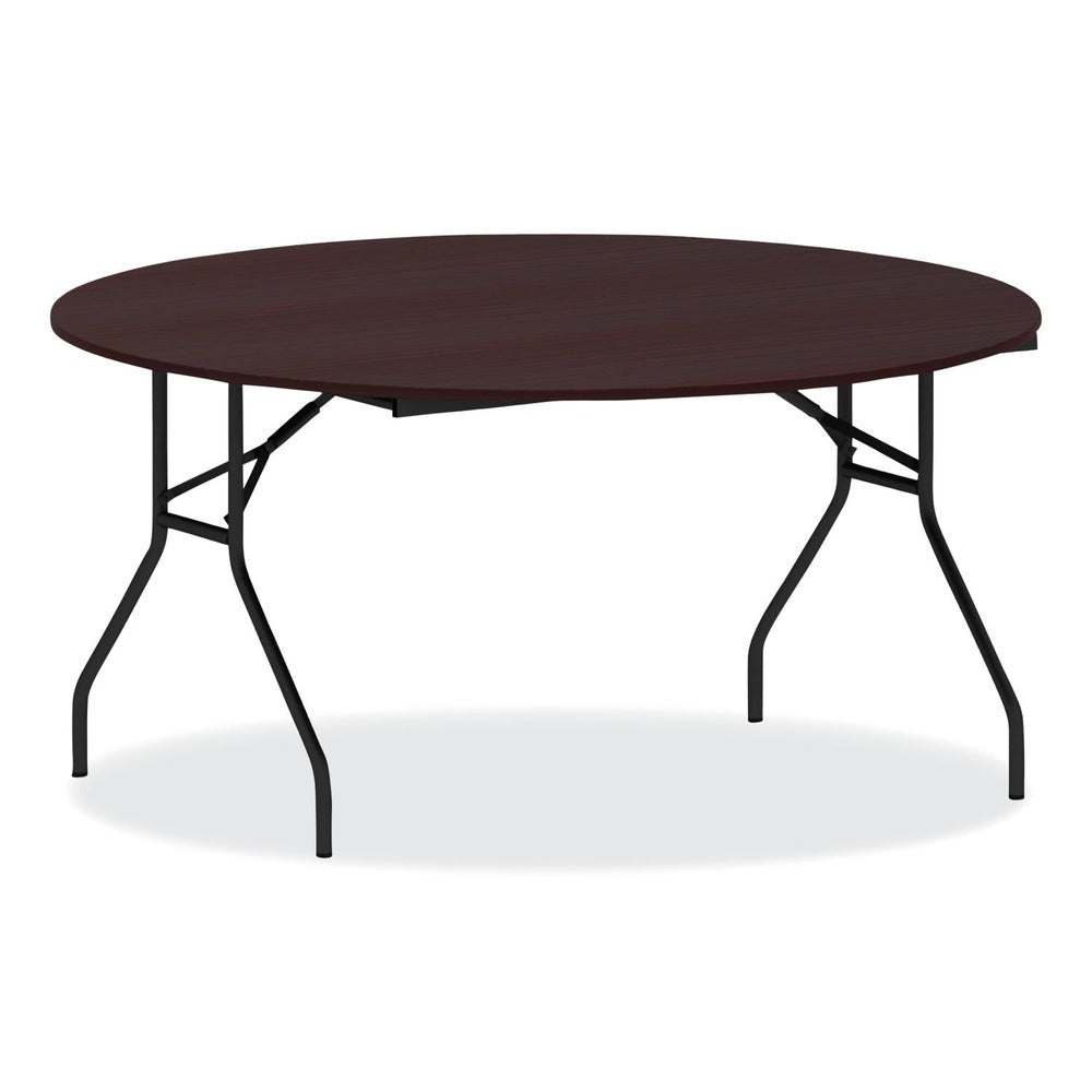 Alera 59 in. Diameter x 29.13 in. Height Round Wood Folding Table - Mahogany