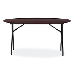 Alera 59 in. Diameter x 29.13 in. Height Round Wood Folding Table - Mahogany
