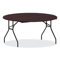 Alera 59 in. Diameter x 29.13 in. Height Round Wood Folding Table - Mahogany
