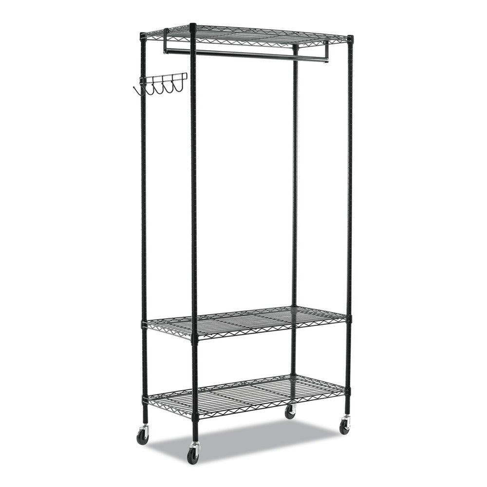 Alera 48 in. W x 18 in. D x 75 in. H 40 Garments Wire Shelving Garment Rack - Black