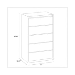 Alera 30 in. x 18.62 in. x 67.62 in. Five Legal/Letter/A4-Size File Drawers Lateral File Cabinet - Putty