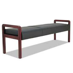 Alera Reception Lounge WL Series 65.75 in. x 22.25 in. x 22.88 in. 3-Seat Bench - Black Seat, Mahogany Base