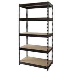 Alera 36 in. x 18 in. x 72 in. 5-Shelf Steel Shelving Unit with Particleboard Shelves - Black