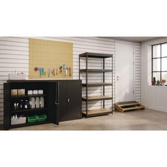 Alera 36 in. x 18 in. x 72 in. 5-Shelf Steel Shelving Unit with Particleboard Shelves - Black