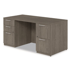 Alera 60 in. x 30 in. x 29 in. Seville Series Double Pedestal Desk - Walnut