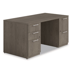 Alera 60 in. x 30 in. x 29 in. Seville Series Double Pedestal Desk - Walnut