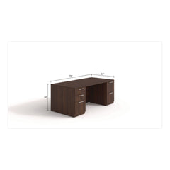 Alera 72 in. x 36 in. x 29 in. Seville Series Double Pedestal Desk - Mahogany