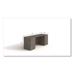 Alera 72 in. x 24 in. x 29 in. Seville Series Double Pedestal Credenza - Walnut
