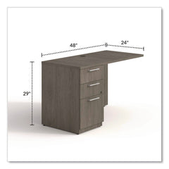 Alera 48 in. x 24 in. x 29 in. Seville Series Left Desk Return with Pedestal - Walnut