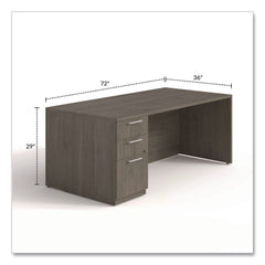Alera 72 in. x 36 in. x 29 in. Seville Series Single Left Pedestal Desk - Walnut