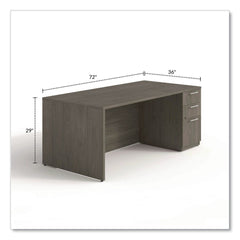 Alera 72 in. x 36 in. x 29 in. Seville Series Single Right Pedestal Desk - Walnut