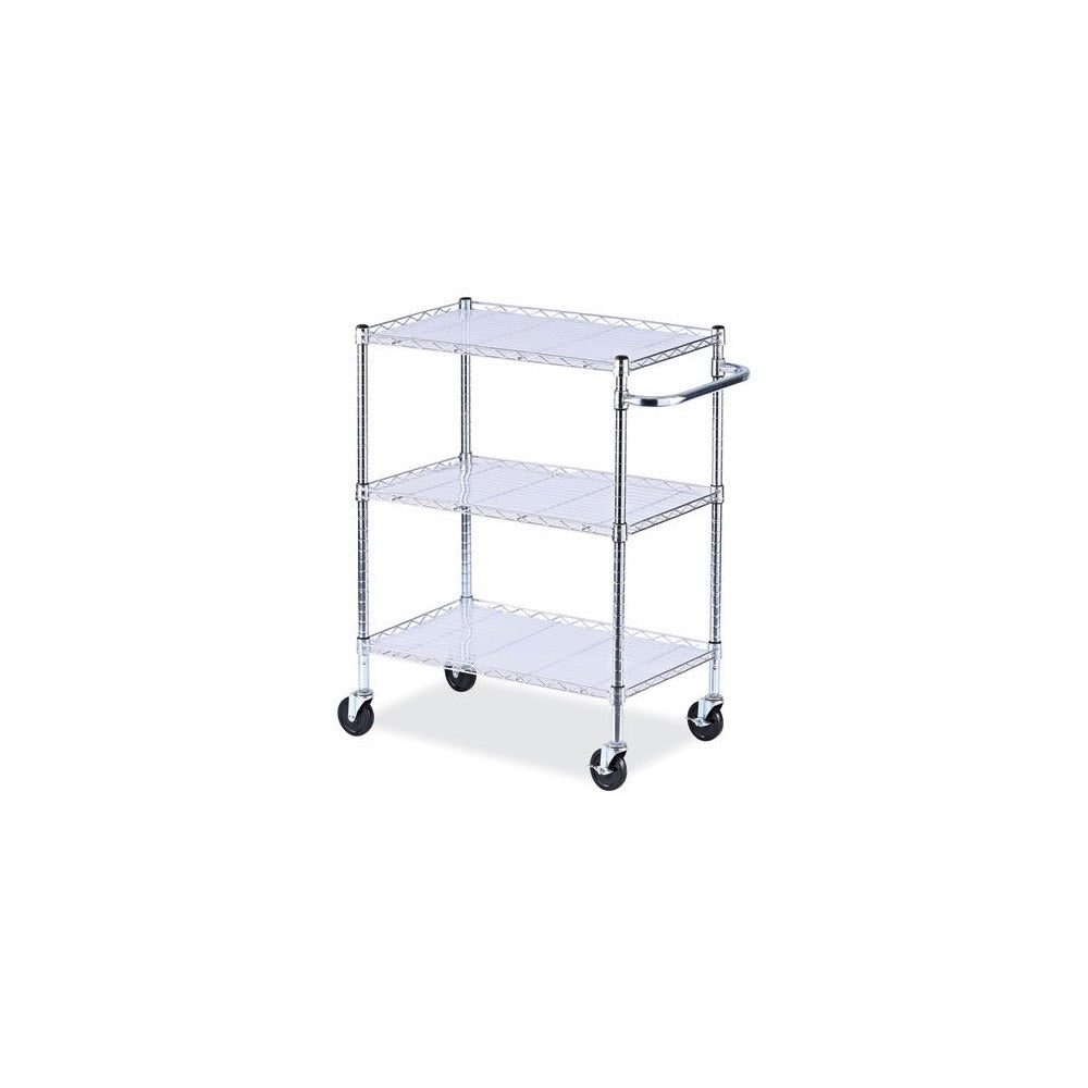 Alera 34.21 in. x 18 in. x 40 in. 600 lbs. Capacity 3-Shelf Wire Cart with Liners - Silver