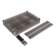 Alera 48 in. x 18 in. x 72 in. Four-Shelf Wire Shelving Starter Kit - Black Anthracite