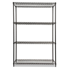 Alera NSF Certified Industrial 48 in. x 18 in. x 72 in. 4-Shelf Wire Shelving Starter Kit - Black