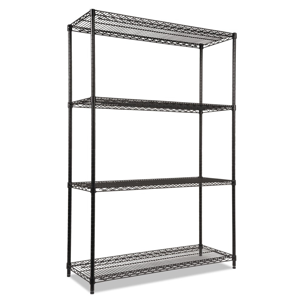 Alera NSF Certified Industrial 48 in. x 18 in. x 72 in. 4-Shelf Wire Shelving Starter Kit - Black