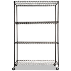 Alera 48 in. x 18 in. x 72 in. NSF Certified 4-Shelf Wire Shelving Kit with Casters - Black