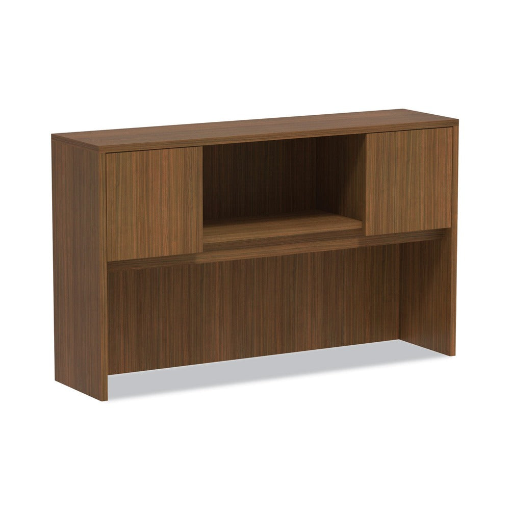 Alera 58.88 in. x 15 in. x 35.38 in. Valencia Series 4-Compartment Hutch with Doors - Modern Walnut