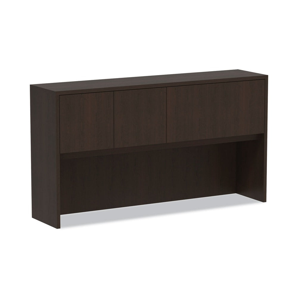 Alera 64.75 in. x 15 in. x 35.38 in. Valencia Series 4-Compartment Hutch with Doors - Espresso