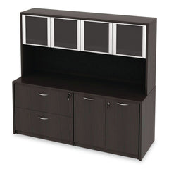Alera 17 in. x 16 in. Glass Door Set with Silver Frame for 72 in. Wide Hutch - Clear (4/Set)