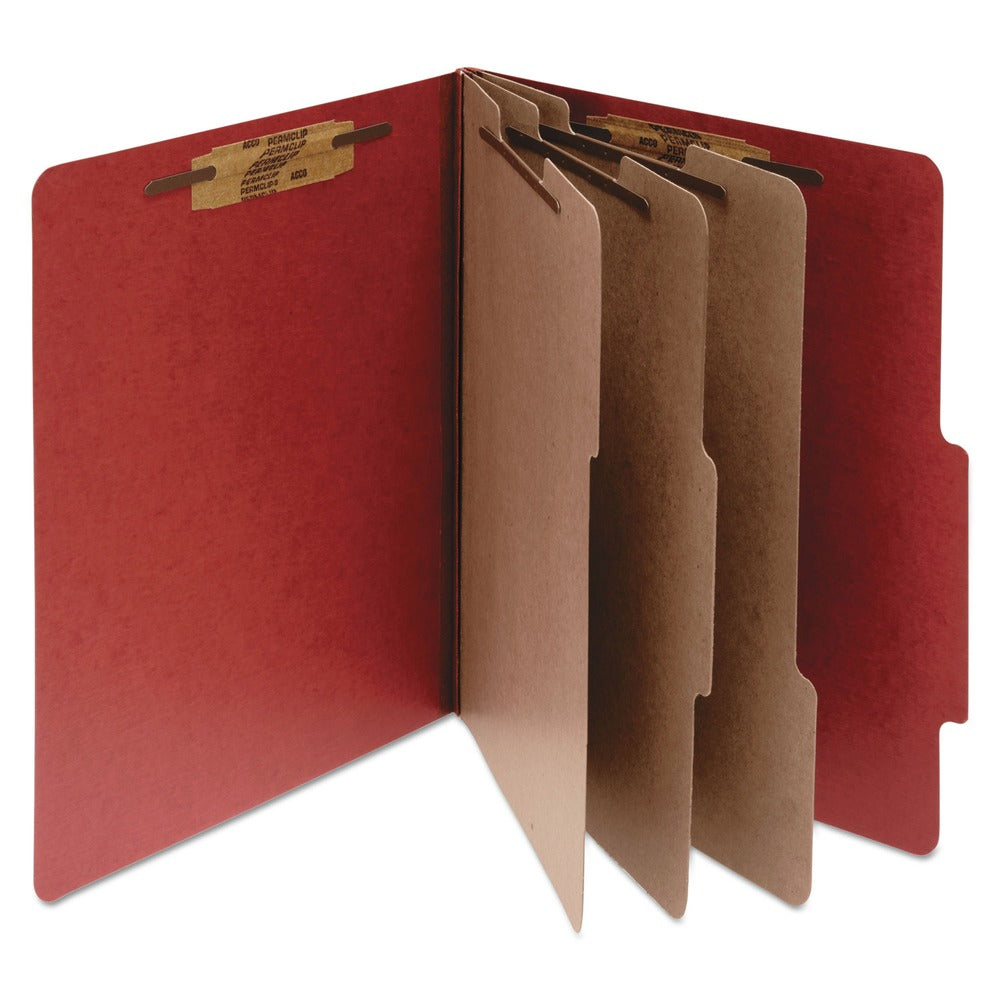 ACCO 4 in. Expansion Pressboard Legal Size 8-Fastener Classification Folders - Earth Red Exterior (10/Box)