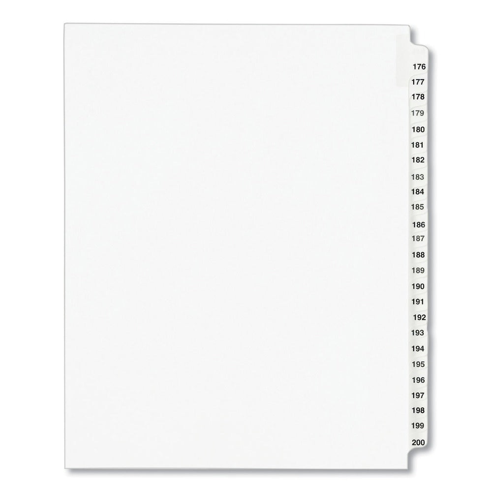 Avery 11 in. x 8.5 in. 25-Tab 176 to 200 Avery Style Preprinted Legal Exhibit Side Tab Index Dividers - White (1-Set)