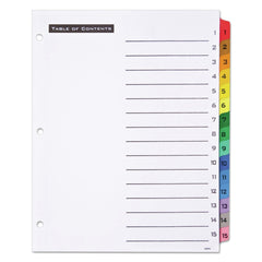 Office Essentials Table 'n Tabs 11 in. x 8.5 in. 15-Tab 1 to 15 Dividers - White/Assorted Tabs (1-Set)