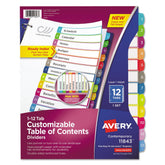Avery 1 - 12 Tab 11 in. x 8.5 in. Customizable TOC Ready Index Divider Set - Multicolor (1 Set)