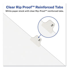 Avery 11 x 8.5 Avery Style Preprinted Legal Exhibit Side 10-Tab Index Dividers - White (25/Pack)