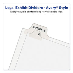 Avery 11 x 8.5 Avery Style Preprinted Legal Exhibit Side 10-Tab Index Dividers - White (25/Pack)