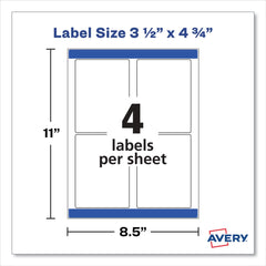 Avery 3.5 in. x 4.75 in. Removable Print-to-the-Edge Labels with Sure Feed - White (32/Pack)