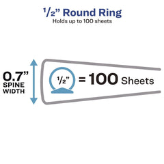 Avery 8.5 in. x 5.5 in. 0.5 in. Capacity 3 Rings Mini Size Durable View Binder with Round Rings - White