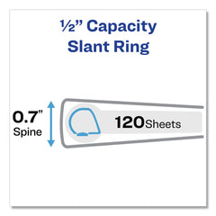 Avery 3 One Touch Slant Rings 0.5 in. Capacity 11 in. x 8.5 in. Heavy-Duty View Binder with DuraHinge - White