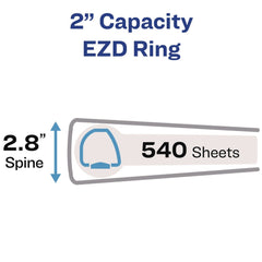 Avery 3 One Touch EZD Rings 2 in. Capacity 11 in. x 8.5 in. Heavy-Duty Non-View Binder with DuraHinge - Blue