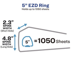 Avery 3 Locking One Touch EZD Rings 5 in. Capacity 11 in. x 8.5 in. Heavy-Duty Non-View Binder with DuraHinge, Spine Label, and Thumb Notch - Black