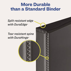 Avery 3 Locking One Touch EZD Rings 5 in. Capacity 11 in. x 8.5 in. Heavy-Duty Non-View Binder with DuraHinge, Spine Label, and Thumb Notch - Black
