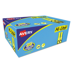 Avery Chisel Tip Desk-Style HI-LITER Highlighter Value Pack - Fluorescent Yellow Ink, Yellow/Black Barrel (36/Pack)