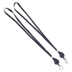 Advantus 34 in. Long Metal Split Ring Fastener Lanyards with Retractable ID Reels - Black (12/Pack)